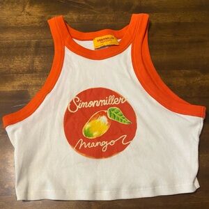 Simon Miller Mango Capsule Collection Cropped Top Graphic Print Large White